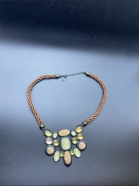 Gold and Olive Crystal Statement Necklace for Women